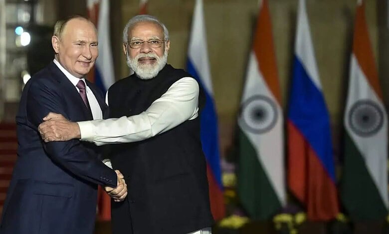 Prime Minister Narendra Modi with Russian President Vladimir Putin