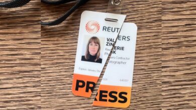 The chopped ID card of journalist Valerie Zink