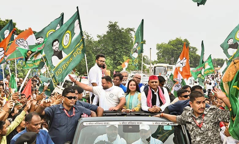 Rahul Gandhi at Voter Adhikar Yatra in Bihar