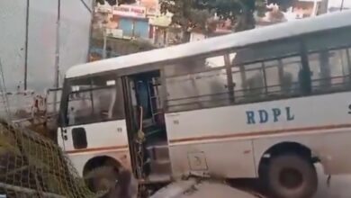 Bus fall into a culvert at Jeedimetla