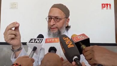 AIMIM president Asaduddin Owaisi addresses the media in Hyderabad