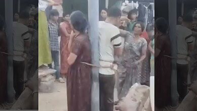 A couple is being beaten in Nalgonda