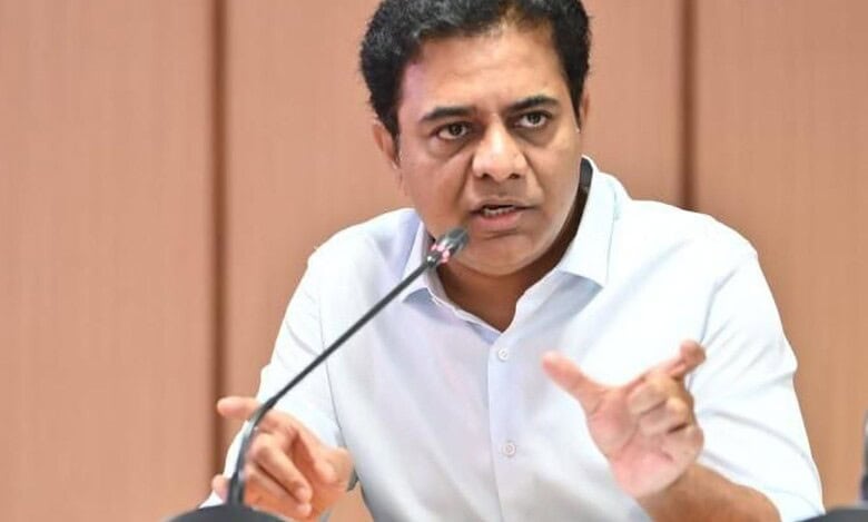 BRS Working president KTR addresses a gathering
