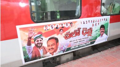 Telangana Congress members on their way to Delhi to participate in a protest demanding Presidential assent for the Backward Classes reservation bills
