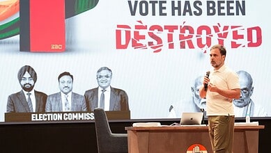LoP in the Lok Sabha and Congress MP Rahul Gandhi addresses a press conference, at AICC HQ in New Delhi on Thursday.