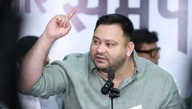 Tejashwi Yadav addresses a gathering