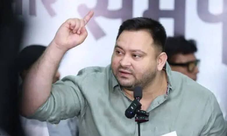 Tejashwi Yadav addresses a gathering