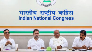 Congress President Mallikarjun Kharge, LoP in the Lok Sabha and party leader Rahul Gandhi and party General Secretary (Organisation) KC Venugopal during a meeting with General Secretaries, In-charges, and Frontal Heads of the party. (@INCIndia on X via PTI Photo)