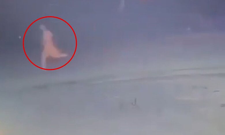 A 22-year-old mentally challenged deaf and mute woman (circled red) seen running from her rapist in Uttar Pradesh