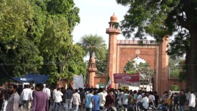 Students of Aligarh Muslim University continued their protests against fee hike