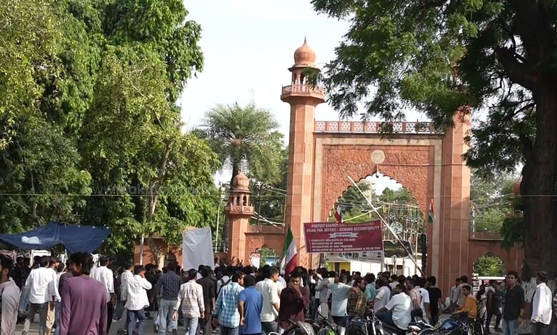 Students of Aligarh Muslim University continued their protests against fee hike