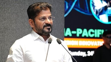 Telangana CM Revanth Reddy at the Biodesign Innovation Summit held at AIG Hospital in Hyderabad on Sunday