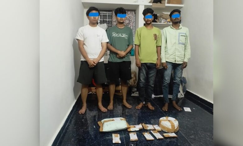 Telangana police ‘EAGLE’ arrested a four-member gang for supplying drugs to university students in Hyderabad
