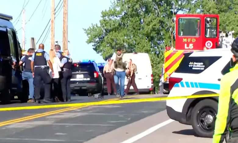 Visuals outside the school. Gunfire shots were reported on Wednesday morning at a Catholic school in Minneapolis, USA (Photo: CBS)