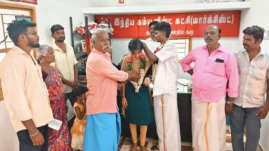 An intercaste couple tied the knot in the CPI(M) office in Tamil Nadu