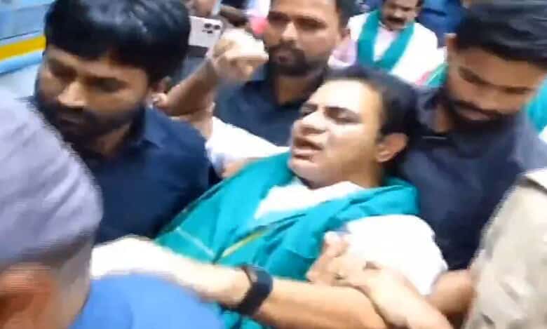 BRS working president KTR detained in Hyderabad