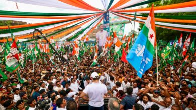 LoP in the Lok Sabha and Congress leader Rahul Gandhi during the 'Voter Adhikar Yatra', in Bihar. (@INCIndia/X via PTI Photo)