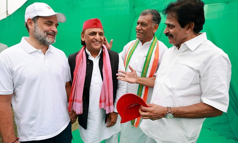 Akhilesh Yadav joins 'Voter Adhikar Yatra' in Bihar