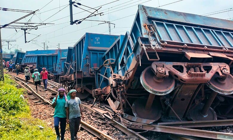 goods train derailed near Chandil station of Adra Railway Division