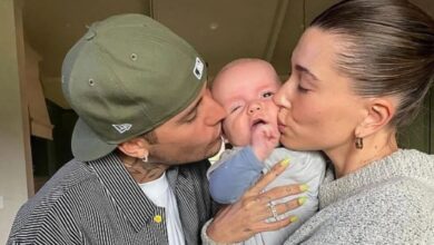 Justin and Hailey with son