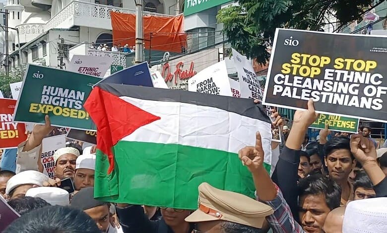 Pro-Palestine protest held in Mehdipatnam in Hyderabad