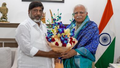 Image of Telangana deputy CM Bhatti Vikramarka with Union Power Minister Manohar Lal Khattar.