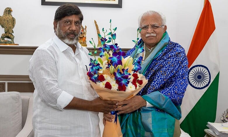 Image of Telangana deputy CM Bhatti Vikramarka with Union Power Minister Manohar Lal Khattar.
