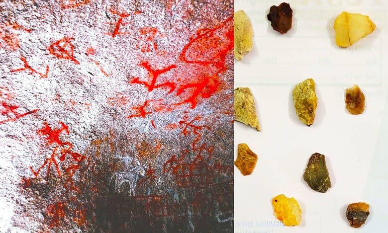 Prehistoric rock art site found in Keesara by members of Kotha Telangana Charithra Brundam.