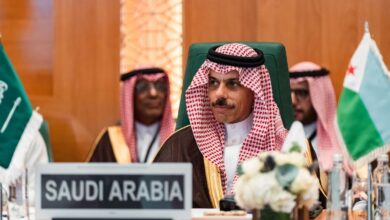 Saudi Foreign Minister Prince Faisal bin Farhan speaking at OIC meeting in Jeddah, August 25, 2025