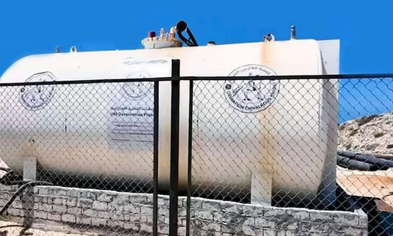 Water storage tank linked to the UAE’s desalination project supplying clean water to Gaza.