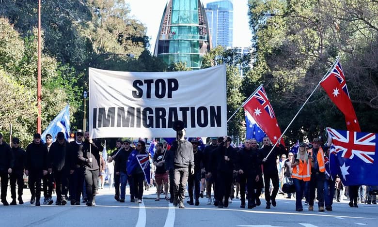 An anti-immigration rally in Australia