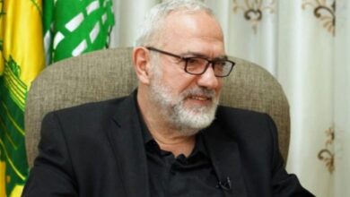 The image of Hezbollah’s deputy head of the political council, Mahmoud Qomati.