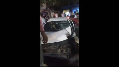 Car damaged in Accident in Hyderabad