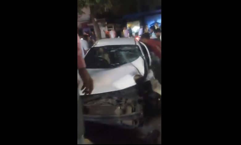 Car damaged in Accident in Hyderabad