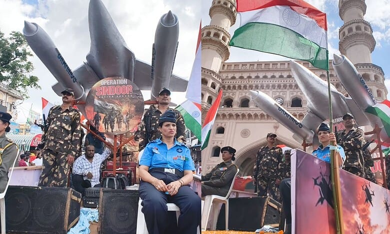 Hyderabad: Operation Sindoor themed Ganesh idol trucks seen at Charminar