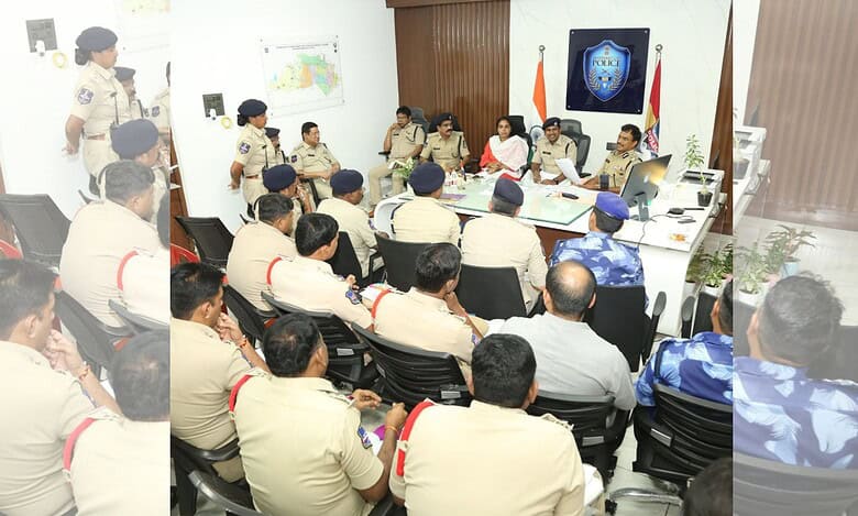 Hyderabad police Commissioner conducts review meeting ahead of the Ganesh idol procession in the city