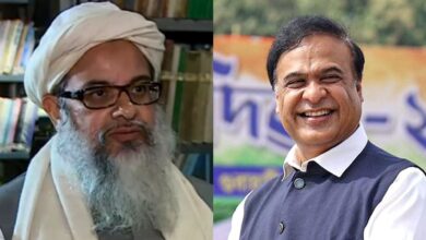 Jamiat Ulama-I-Hind President Mahmood A Madani (left) and Assam CM Himanta Biswa (right)