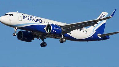 An image of an IndiGo Flight used for representational purpose