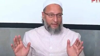 AIMIM president Asaduddin Owaisi addresses the media