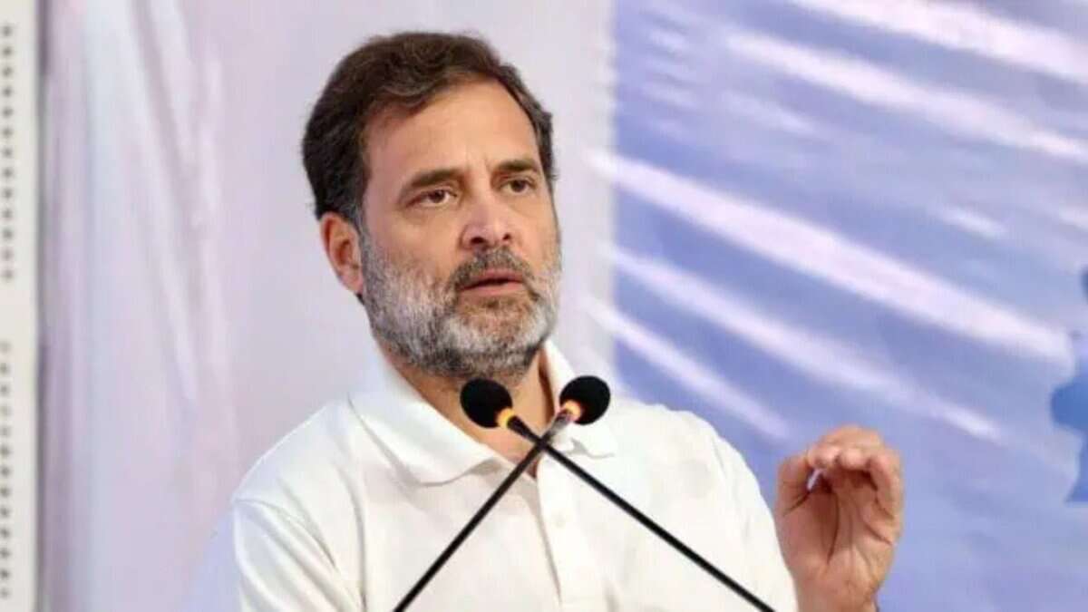 Congress Leader Rahul Gandhi addresses a gathering