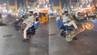 bike stunts in Hyderabad's Old city
