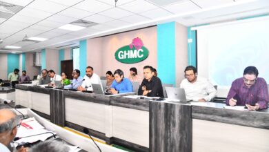GHMC commissioner RV Karnan at the review meet in Hyderabad