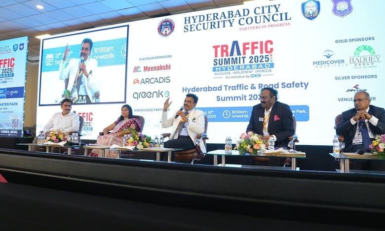 Hyderabad police commissioner addresses gathering at the Traffic summit
