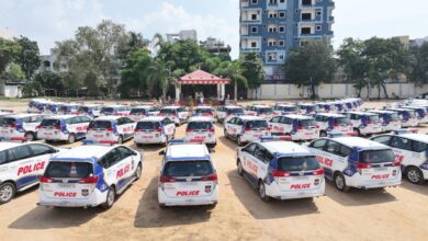 Stickers on the Telangana police vehicles to be changed