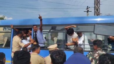 Muslim young men in protest against the demolition of a dargah and graveyard in Kodangal