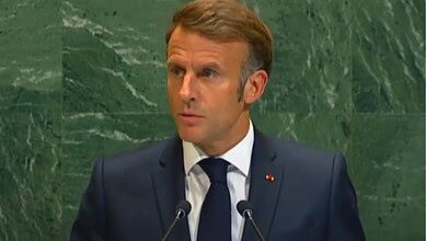 French President Emmanuel Macron addresses the UN