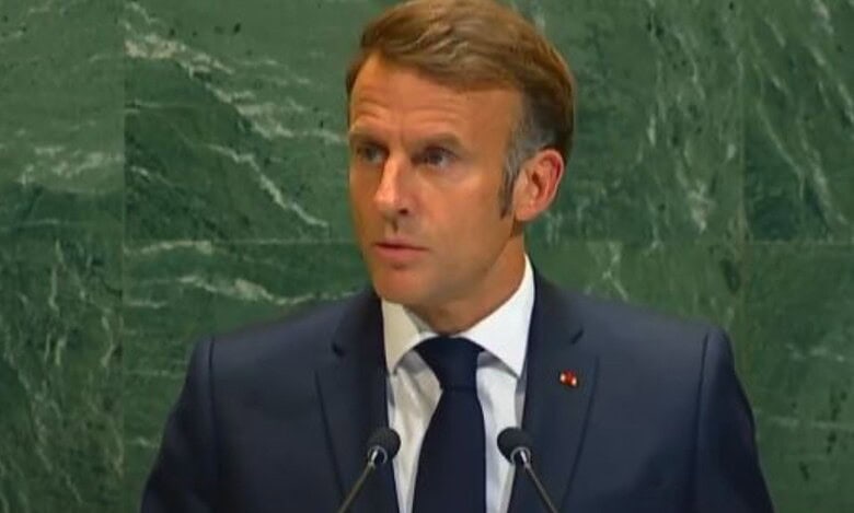 French President Emmanuel Macron addresses the UN