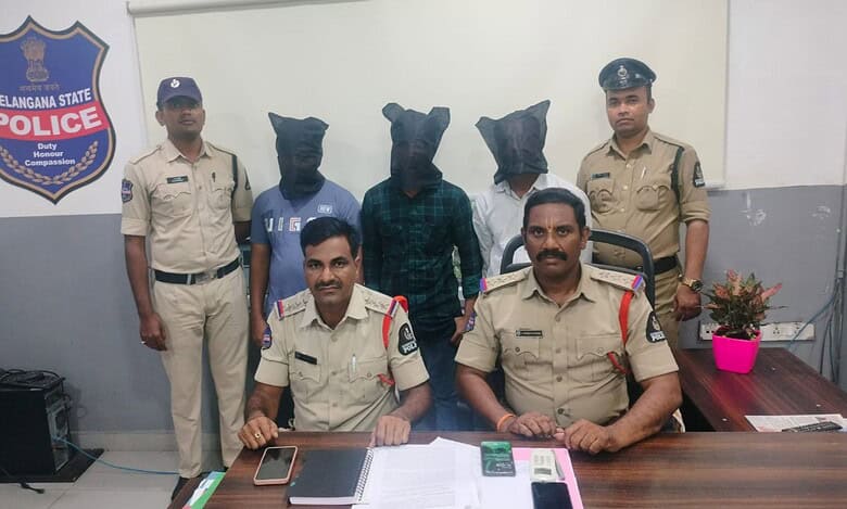 The Nallakunta police present the accused before the media