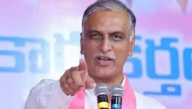 BRS MLA T Harish Rao addresses a gathering