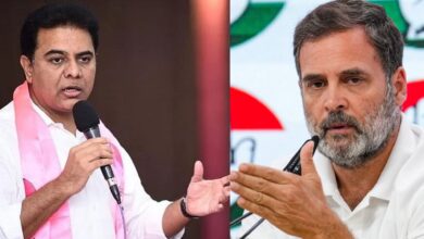 BRS working president KTR and Congress leader Rahul Gandhi